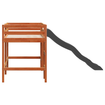 vidaXL Letto Soppalco senza Materasso Bambini Marrone Cera 90x190 Pino