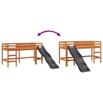 vidaXL Letto Soppalco senza Materasso Bambini Marrone Cera 90x190 Pino