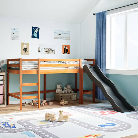 vidaXL Letto Soppalco senza Materasso Bambini Marrone Cera 90x190 Pino