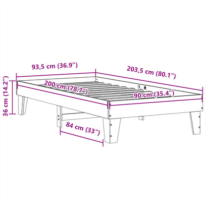 vidaXL Letto senza Materasso Marrone Cera 90x200 cm Legno di Pino