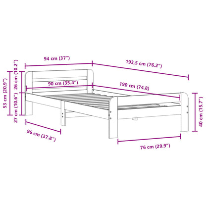 vidaXL Letto senza Materasso Marrone Cera 90x190 cm in Legno di Pino