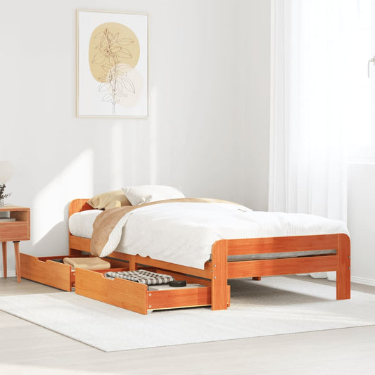vidaXL Letto senza Materasso Marrone Cera 75x190 cm in Legno di Pino