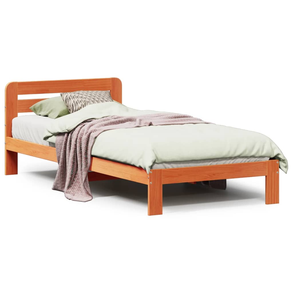 vidaXL Letto senza Materasso Marrone Cera 90x200 cm Legno di Pino VIDAXL
