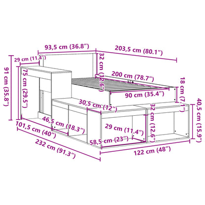 vidaXL Letto senza Materasso Marrone Cera 90x200 cm Legno di Pino