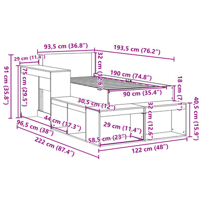 vidaXL Letto senza Materasso Marrone Cera 90x190 cm in Legno di Pino VIDAXL