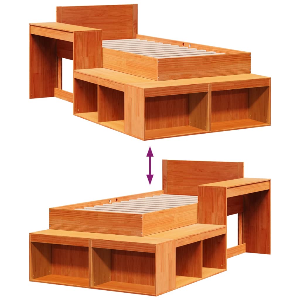 vidaXL Letto senza Materasso Marrone Cera 90x190 cm in Legno di Pino VIDAXL