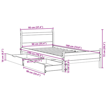 vidaXL Letto senza Materasso Marrone Cera 90x190 cm in Legno di Pino VIDAXL