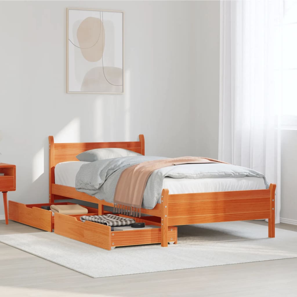 vidaXL Letto senza Materasso Marrone Cera 90x190 cm in Legno di Pino VIDAXL