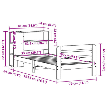 vidaXL Letto senza Materasso Marrone Cera 75x190 cm in Legno di Pino VIDAXL