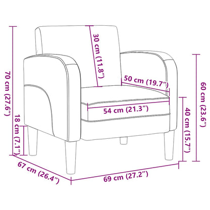 vidaXL Divano Sedia con Braccioli Grigio 54 cm in Similpelle