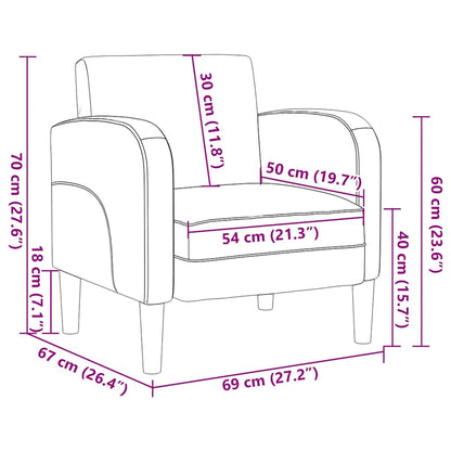 vidaXL Divano Sedia con Braccioli Cappuccino 54 cm in Similpelle