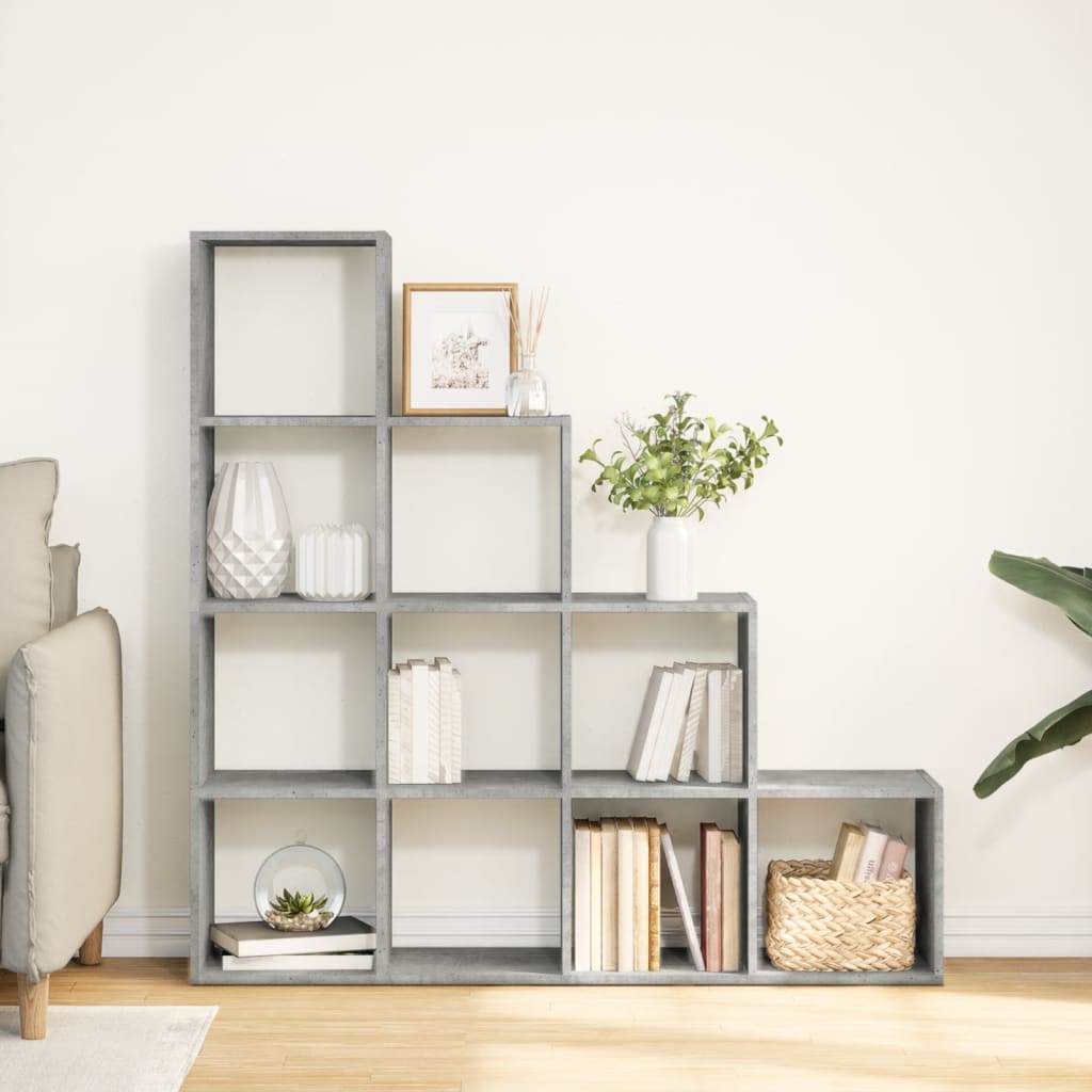 vidaXL Libreria 4 Ripiani Grigio Cemento 131,5x29x131,5 cm Truciolato VIDAXL