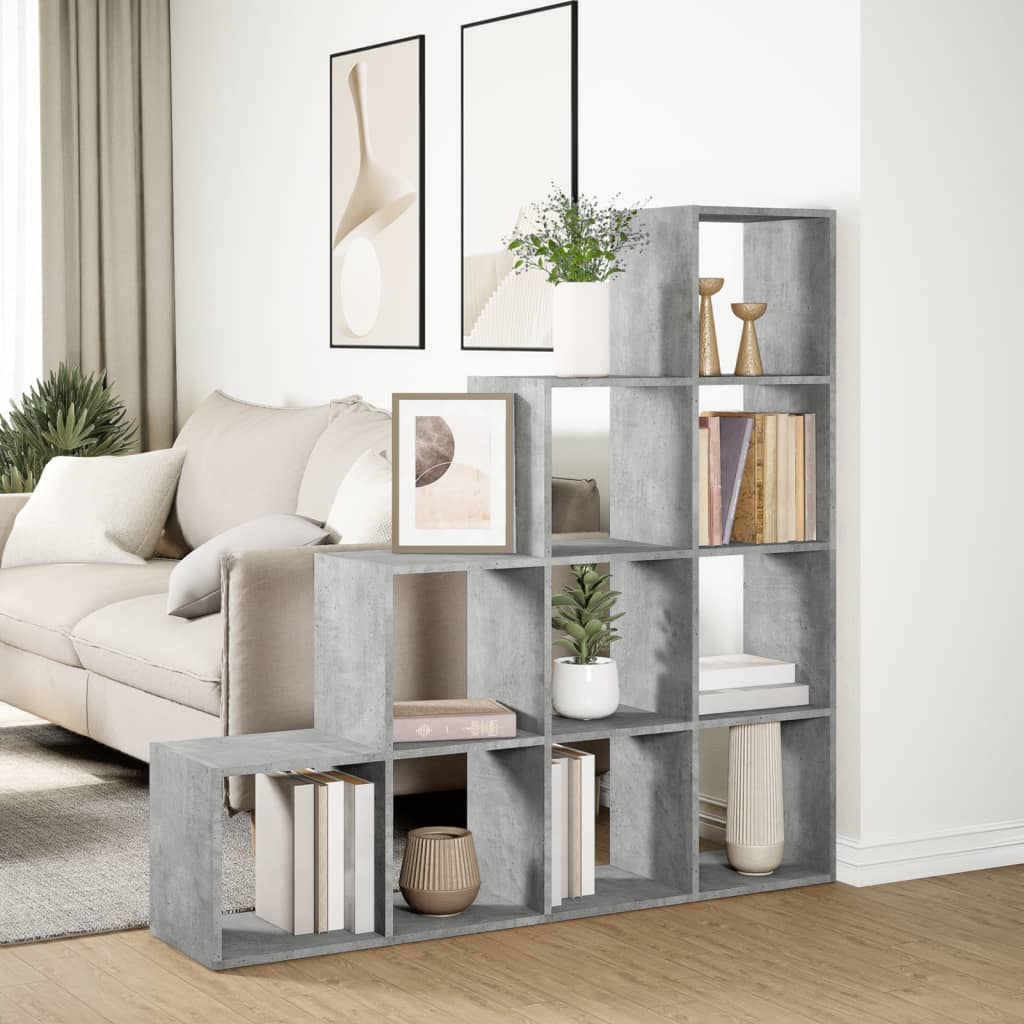vidaXL Libreria 4 Ripiani Grigio Cemento 131,5x29x131,5 cm Truciolato VIDAXL