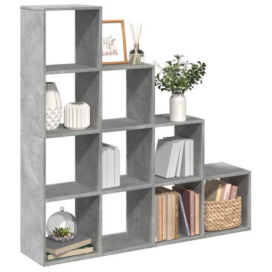 vidaXL Libreria 4 Ripiani Grigio Cemento 131,5x29x131,5 cm Truciolato VIDAXL