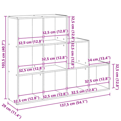 vidaXL Libreria 3 Ripiani Grigio Sonoma 137,5x29x103,5 cm Truciolato