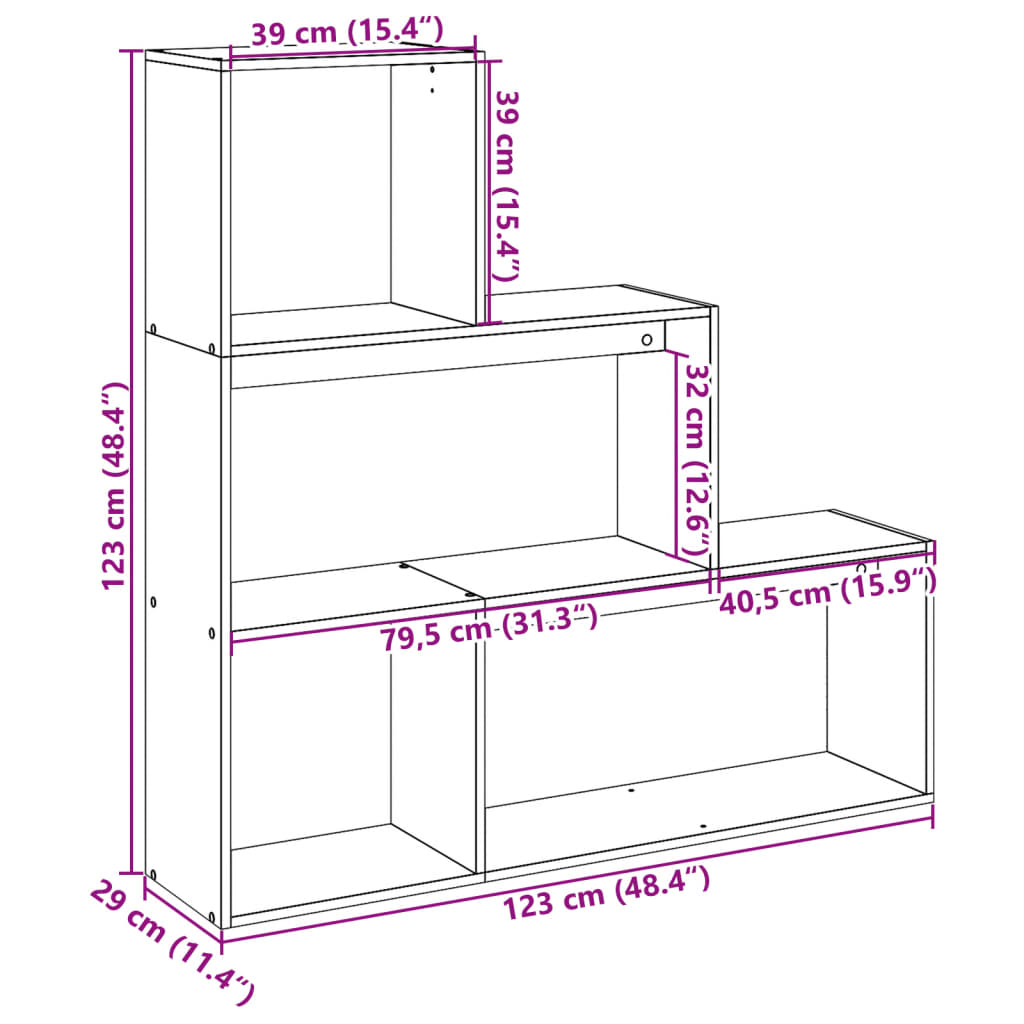 vidaXL Libreria 3Ripiani Rovere Artigianale 123x29x123cm in Truciolato VIDAXL