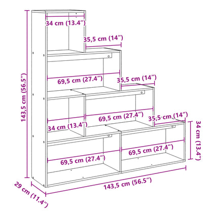 vidaXL Libreria 4Ripiani Grigio Cemento 143,5x29x143,5cm Truciolato