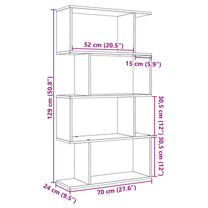 vidaXL Libreria 4 Ripiani Rovere Fumo 70x24x129 cm in Truciolato VIDAXL