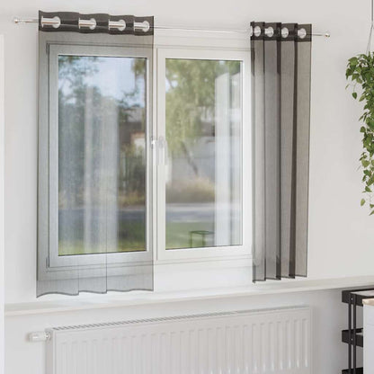 vidaXL Tende in Voile con Occhielli 2 pz Nero 140x140 cm