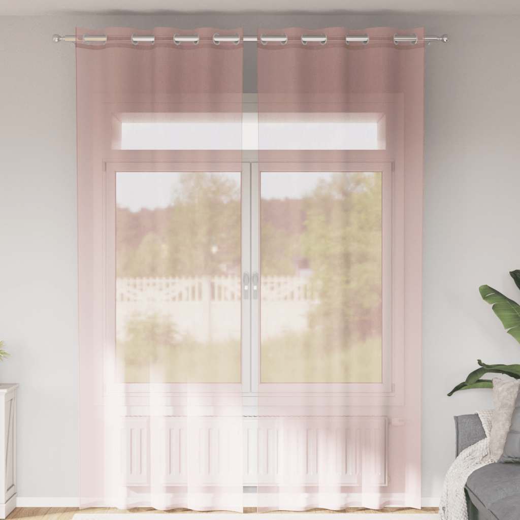 vidaXL Tende in Voile con Occhielli 2 pz Rosa 140x260 cm