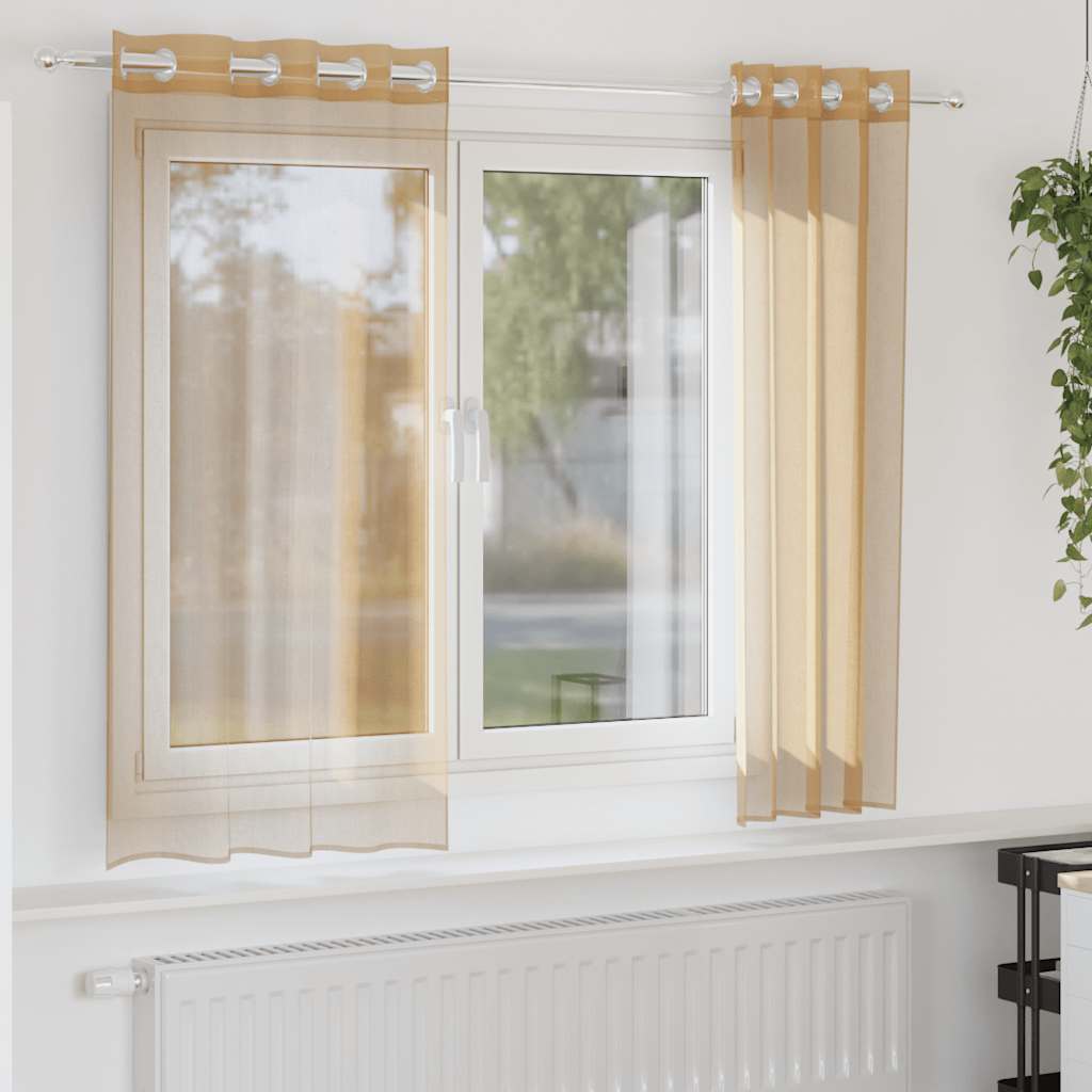 vidaXL Tende in Voile con Occhielli 2 pz Sabbia