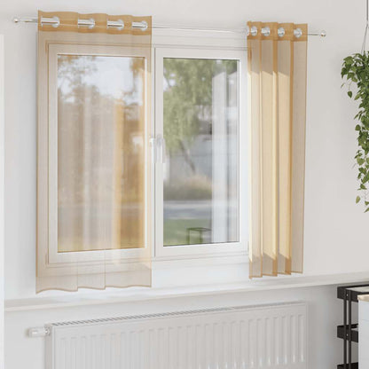 vidaXL Tende in Voile con Occhielli 2 pz Sabbia