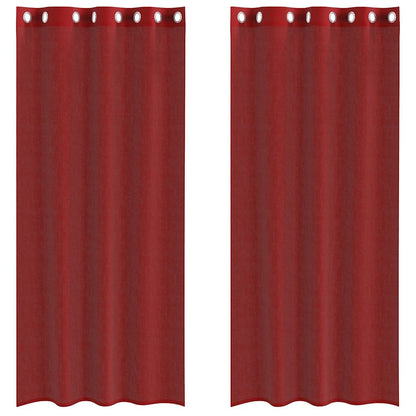 vidaXL Tende in Voile con Occhielli 2 pz Rosso Vino