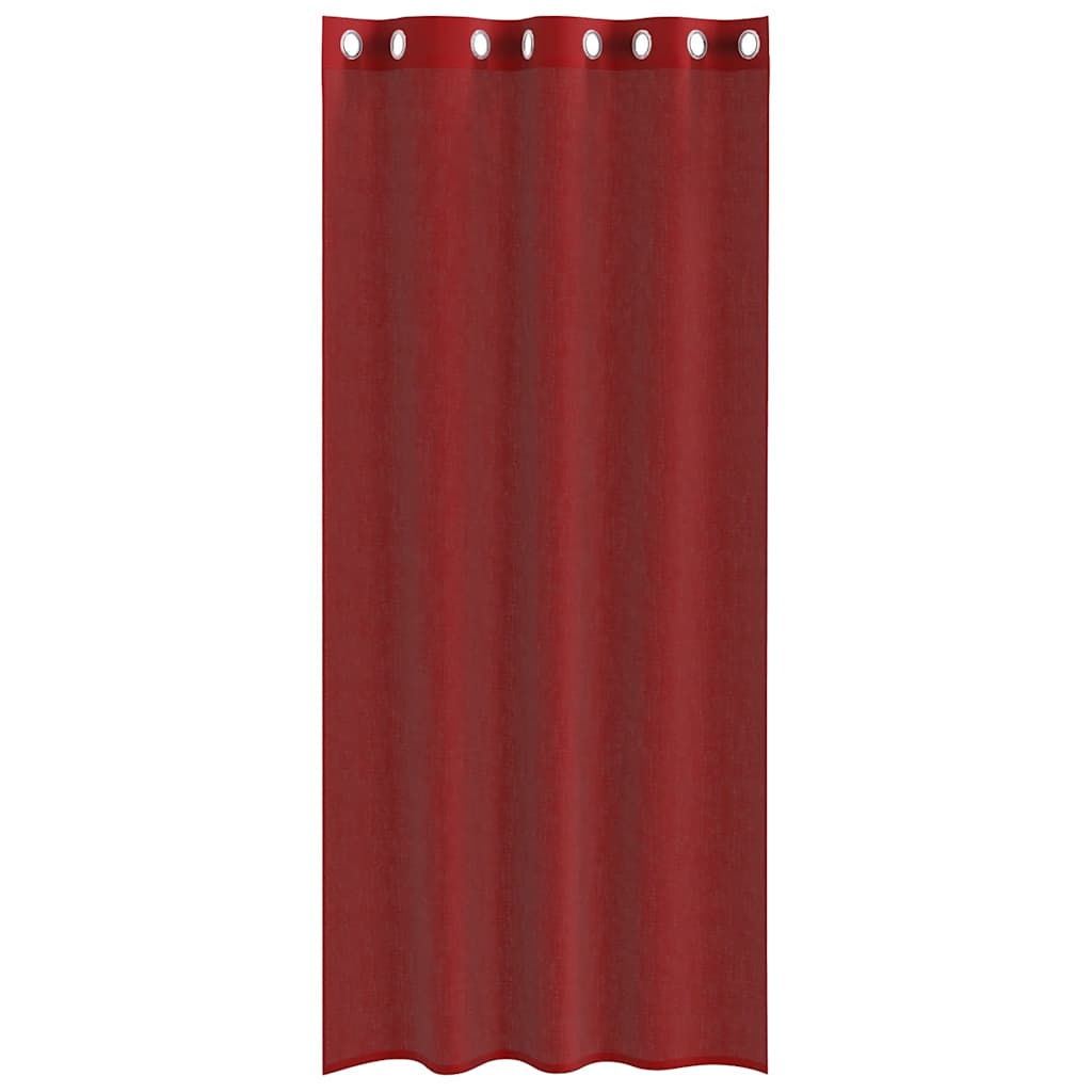 vidaXL Tende in Voile con Occhielli 2 pz Rosso Vino