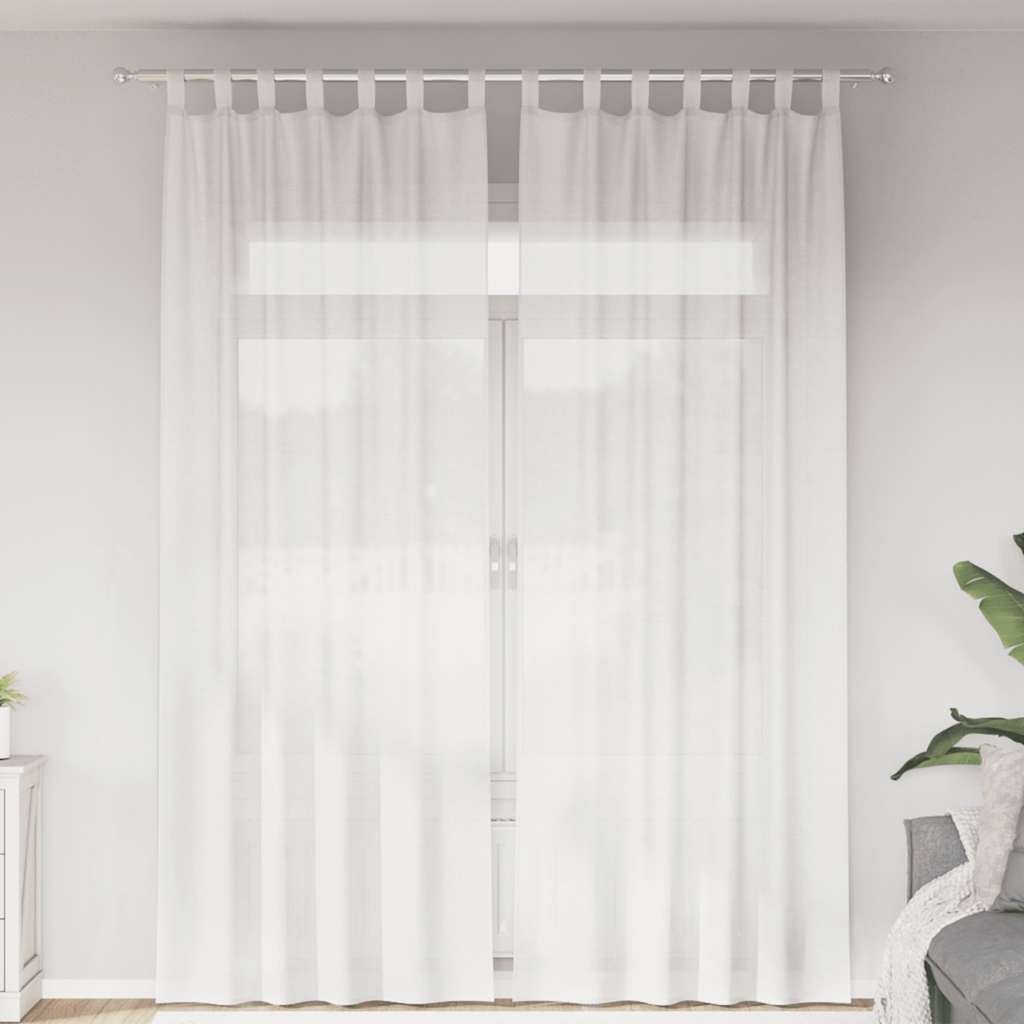 vidaXL Tende in Voile con Tasche per Aste 2 pz Bianco
