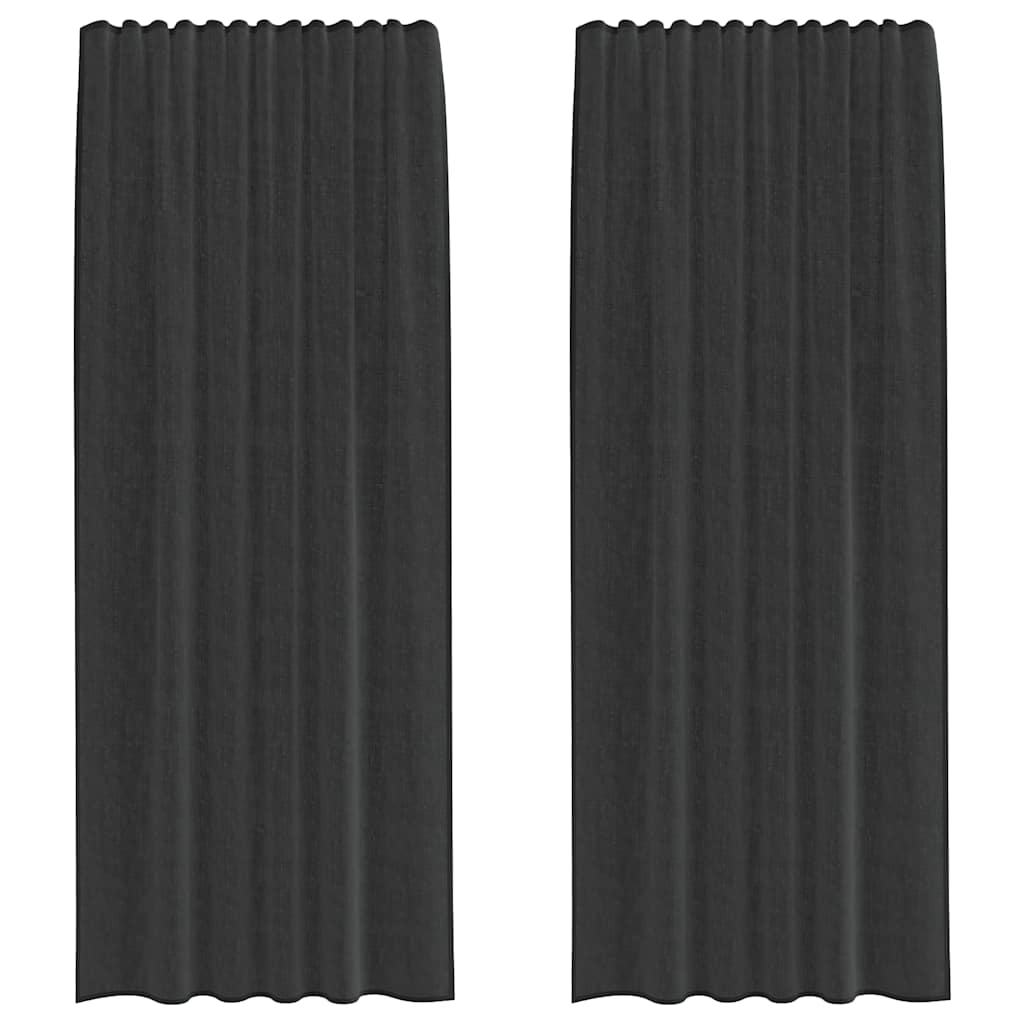 vidaXL Tende in Voile con Linguetta 2 pz Nero