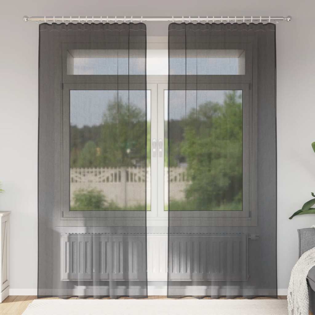 vidaXL Tende in Voile con Linguetta 2 pz Nero