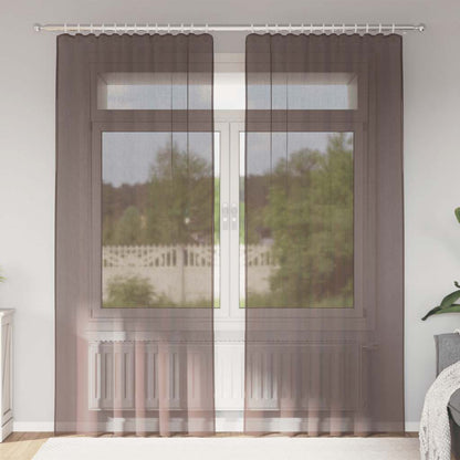 vidaXL Tende in Voile con Linguetta 2 pz Marrone