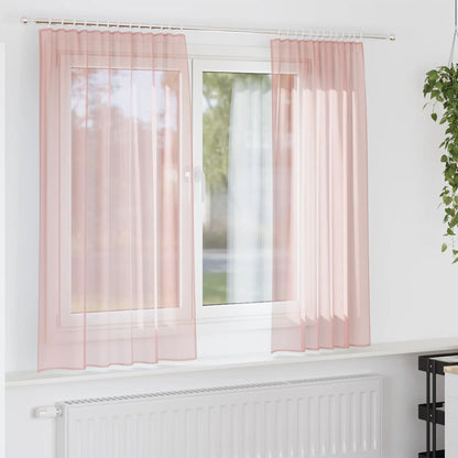 vidaXL Tende in Voile con Passanti 2 pz Rosa 140x175 cm