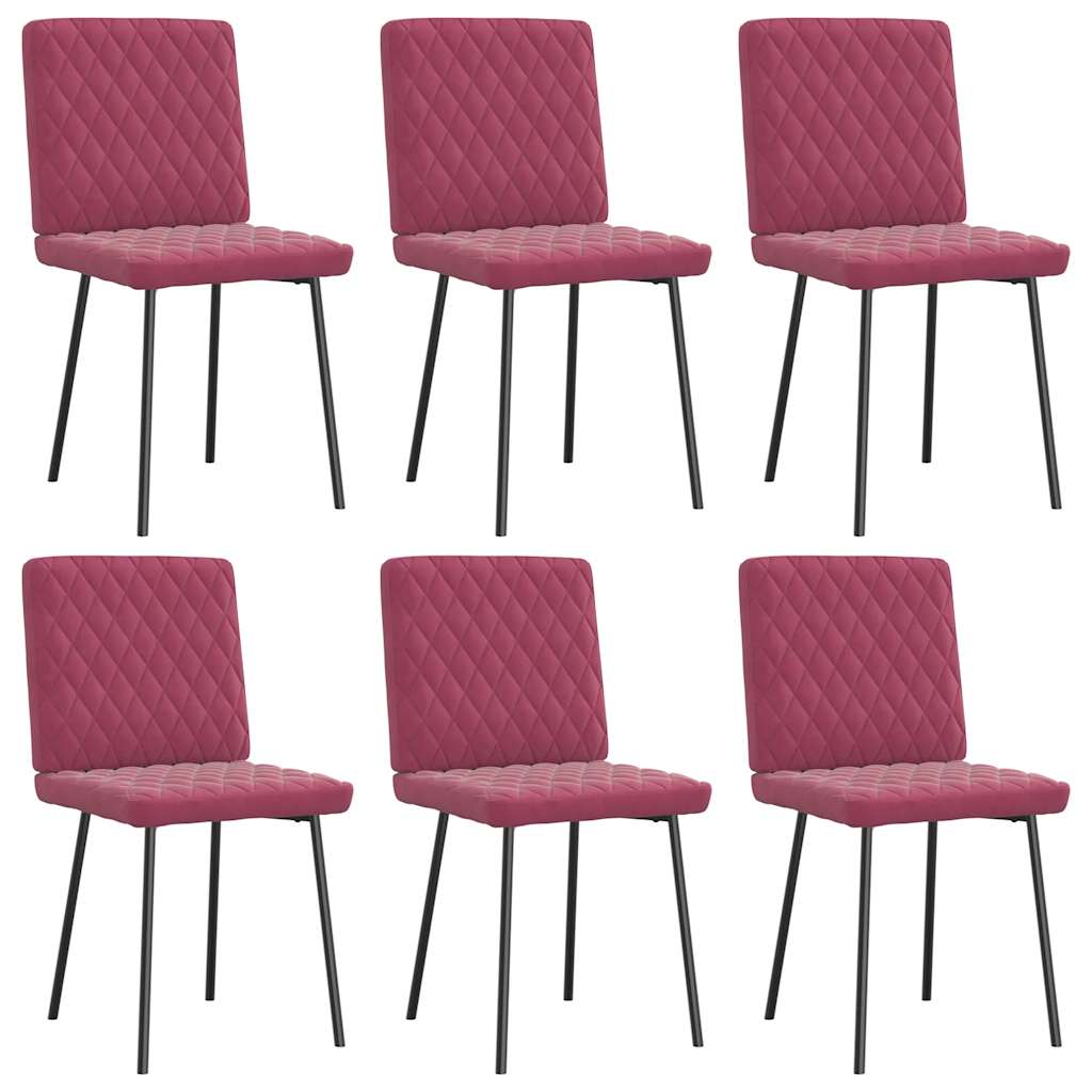 vidaXL Sedie da Pranzo 6 pz Rosso Vino in Velluto