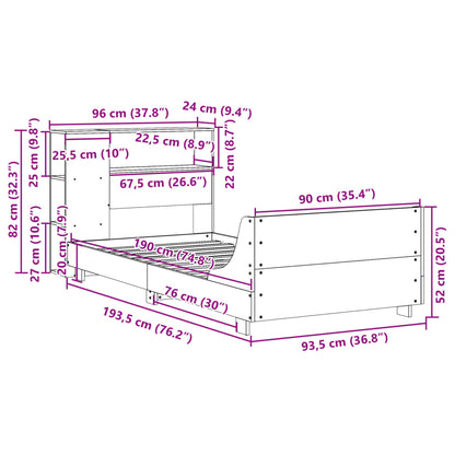 vidaXL Letto senza Materasso Marrone Cera 90x190 cm in Legno di Pino