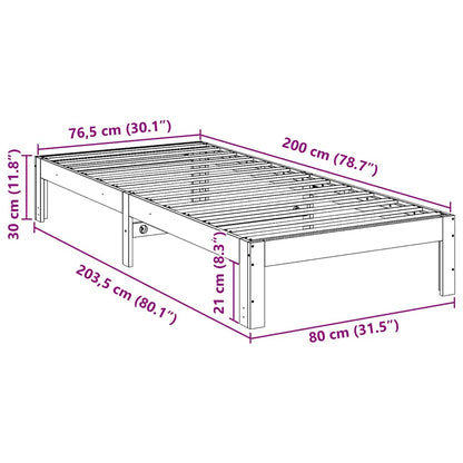vidaXL Letto senza Materasso Marrone Cera 80x200 cm Legno di Pino
