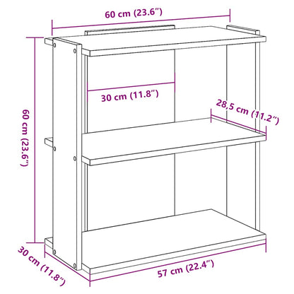 vidaXL Libreria a 3 Ripiani Nera 60x30x60 cm in Legno Multistrato