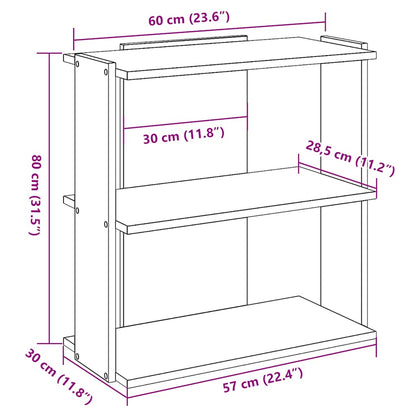 vidaXL Libreria 3 Ripiani Rovere Marrone 60x30x80 cm Legno Multistrato